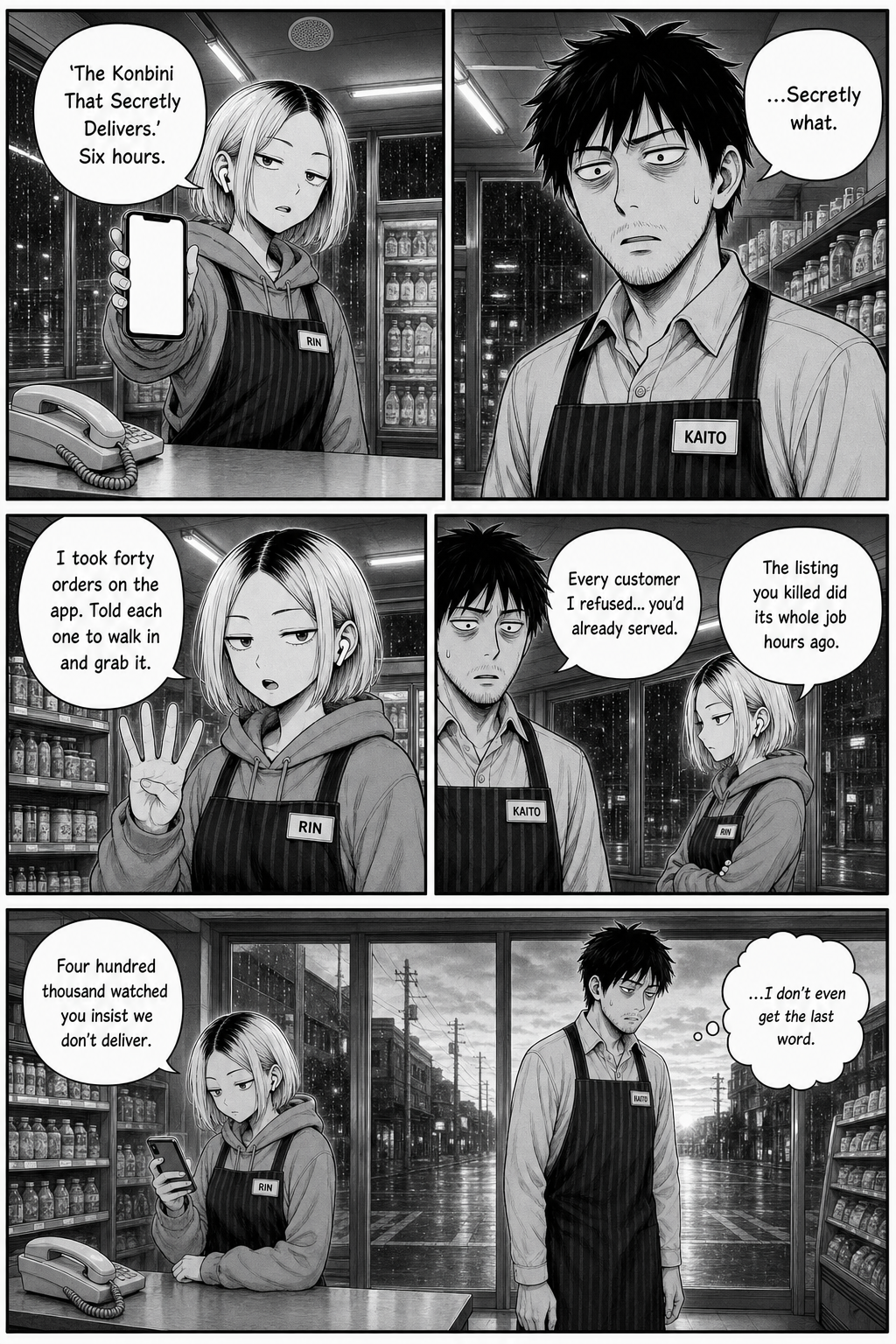 Rin reveals her six-hour stream fulfilled forty orders as walk-in pickups; Kaito is gutted.